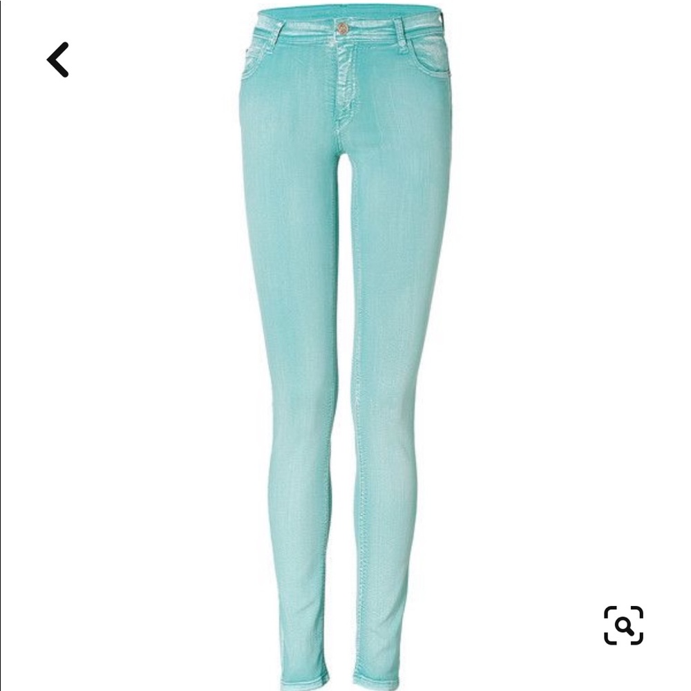 FAITH CONNEXION Aqua Blue Waxy Skinny Jeans (Size 27)